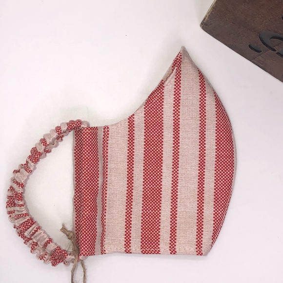 REUSABLE 100% Cotton Red Stripe Face Mask ~NEW! - Picture 5 of 13